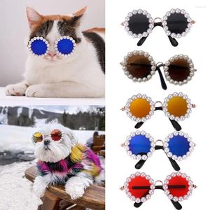 Vêtements pour chiens 1pair Cat Lunettes de soleil Pearl Glaesses pour animaux de compagnie Fashion Pos accessoires accessoires belles fournitures pour les yeux