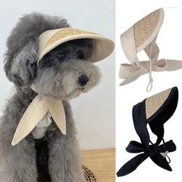 Appareils pour chiens 1pc Cat Pet Hat Small Teddy Bear Suncreen Sun Sun Pastoral Style Decoration PO Costume pour l'anniversaire