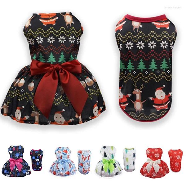 Vêtements de chien 1pc vêtements de Noël hiver animaux robes chaud mignon imprimé jupe pour chiens chiot chat chaton coton vêtements pour animaux de compagnie chats costume