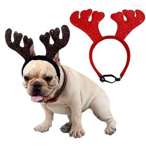 Vêtements de chien 1pc Noël Pet Cat Sequin Antler Chapeau de Noël Année Peluche Cap Party Décorations pour la maison Casquettes Fournitures