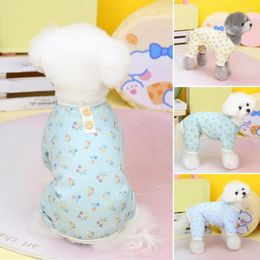 Hond Kleding 1Pc Gezellige Lente Zomer Jumpsuit Knop Decor Zachte Puppy Jammies Rekbaar 4 Benen Huisdier Outfits Voor Kleine Middelgrote Honden