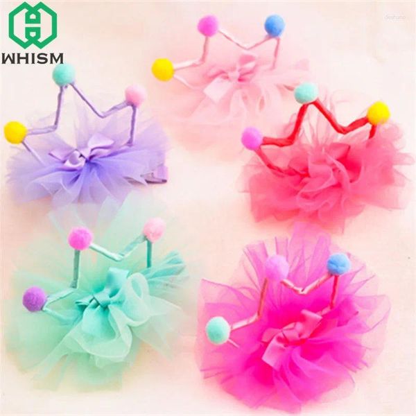 Ropa para perros 1pc lindo mascota corona pin perros clip de gato hilo decorativo diadema de hilo pequeño accesorios de halloween color aleatorio