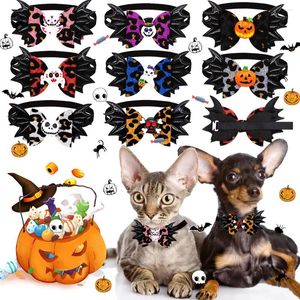 Vêtements de chien 1pc Halloween noeuds papillon pour petit style de citrouille moyenne collier de chat réglable chiot noeuds papillons vacances animaux de compagnie chiens accessoires