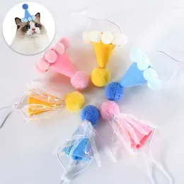 Hond Kleding 1pc Hoed Met Haarbal Kwastje Puppy Verjaardag Pluche Cap Niet Geweven Stof Kegel Pet Party Kroon Kostuum Accessoires