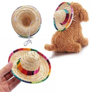 Ropa para perros 1pc mini mascota perros sombrero de paja mexicano sombrero gato sun coloridos accesorios de hawaii sombreros de vestuario de playa fiesta x0r0