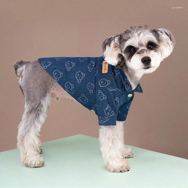 Vêtements pour chiens 1pc automne / hiver chemise en denim petite / moyenne taille Golden Retriever Pomeranian Teddy plus épais que l'ours haut