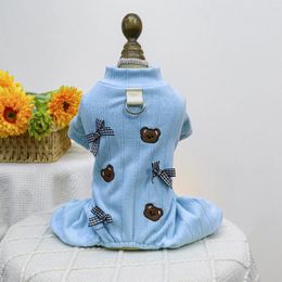 Ropa para perros 1pc ropa de mascota primavera de otoño azul para el hogar pantalones de cuatro piernas con hebillas de tracción adecuadas para pequeños y medianos de tamaño mediano