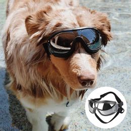 Vêtements pour chiens 1pc Lunettes de soleil pour animaux de compagnie verres de protection imperméables anti-UV moyens et grands chiens avec sangle réglable