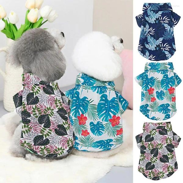 Habitant pour chiens 1pc Shirt Pet Soft Facile à mettre et enlèvement des vêtements de chiot Fichette de fermeture Hawaii Style Print T-shirt pour extérieur