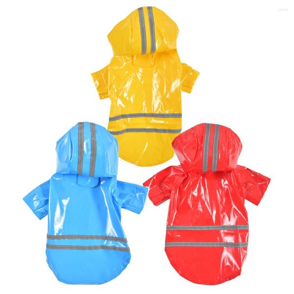 Vêtements pour chiens 1PC été extérieur chiot imperméable à la mode PU bande réfléchissante fournitures à capuche pour animaux de compagnie