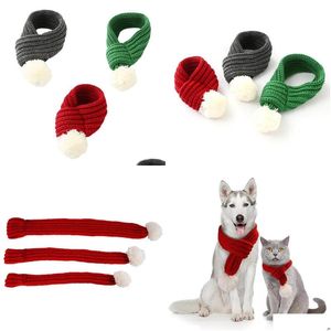 Vêtements Pour Chiens 1Pc Hiver Chaud Fournitures Pour Animaux De Compagnie Année De La Mode Écharpe En Tricot Chat Accessoires Rouge Gris Vert S M L Taille Drop Delivery Home Garden Dhfb5