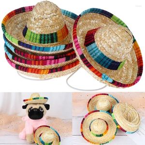 Vêtements de chien 1pcs mignons mini chiens de compagnie chapeau paille sombrero chat soleil beach fête chapeaux djussible