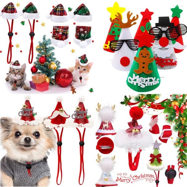 Vêtements de chien 1pcs mignon casquettes pour animaux de compagnie chat de Noël costume chapeaux chapeau chapeau animaux accessoires de toilettage décoration en vrac