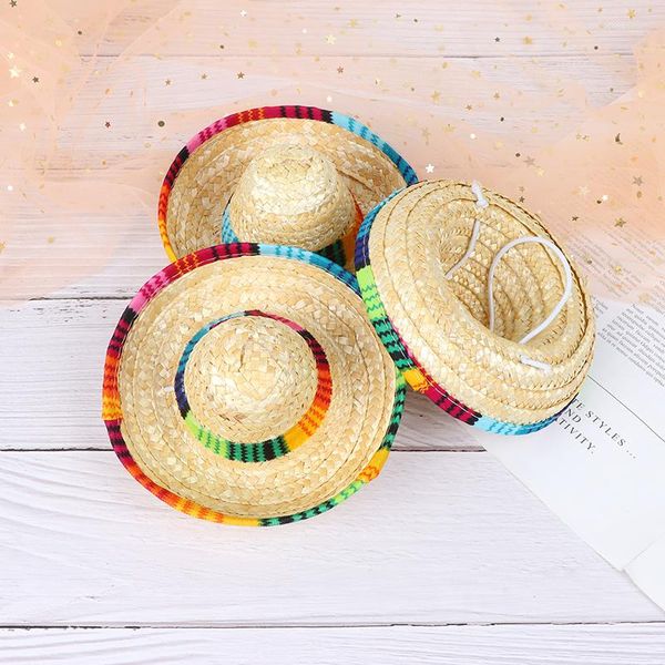 Ropa para perros, 1 Uds., Mini Sombrero de paja para perros, Sombrero para gatos, sol, sombreros de fiesta en la playa, estilo hawaiano, lindos suministros divertidos mexicanos