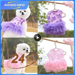 Vêtements de chien 1pcs Summer Sweet Princess Robe Stripe Chiot Jupe Chat Vêtements Peach Fleur Pet Chihuahua York Robes de mariée YZL