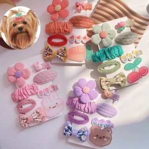 Appareils pour chiens 1set Pet Bow Hairpins Girls Migne Cartoon Hair Accessories Clips Kids Bandons Barrettes Ornement Cadeau