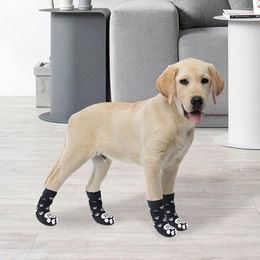 Ropa para perros 2 pares calcetines antideslips protectores reutilizables accesorios de algodón resistente al desgaste puro para compacto transpirable