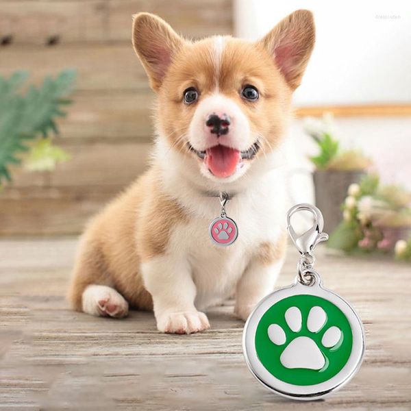 Vêtements pour chiens 2 pièces émail os chat étiquettes d'identification étiquette collier accessoires plaque signalétique Anti-perte pendentif métal porte-clés pour petits chiens