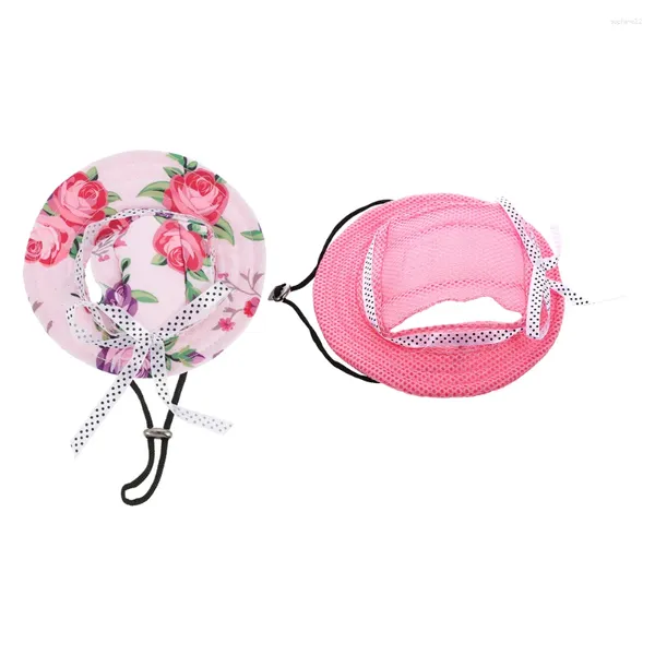Vêtements de chien 2 pièces casquette de baseball pour animaux de compagnie accessoire chapeau de soleil petit trou d'oreille accessoires filet seau d'été