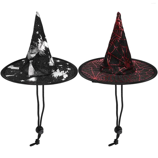 Ropa para perros 2 pcs gat de mascota Halloween Cat Tocado Decoraciones ropa suministros de cachorros de cachorros Decorativos no tejidos Funning Witch Witches