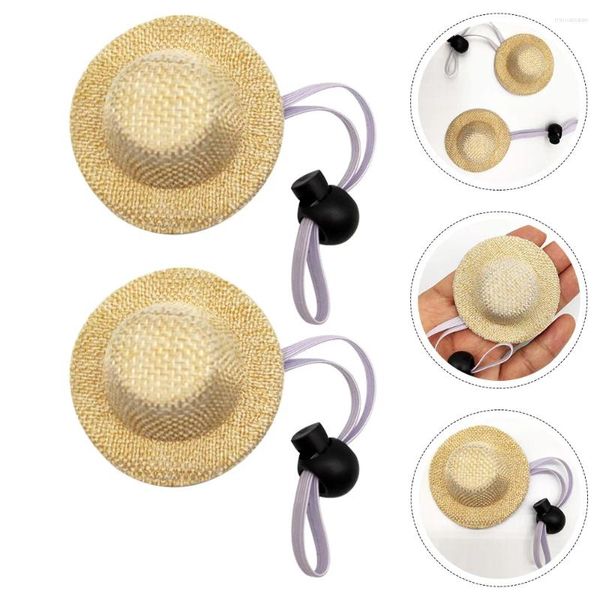 Vêtements pour chiens 2 pièces chapeau de paille pour animaux de compagnie accessoire de chat décor résistant à l'usure délicat chiot lin décoratif