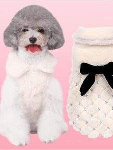 Vêtements pour chiens 2022 Automne et hiver Princesse Fan Blanc Fluffy Élégant Noir Bow Coton Vêtements Simple Mode