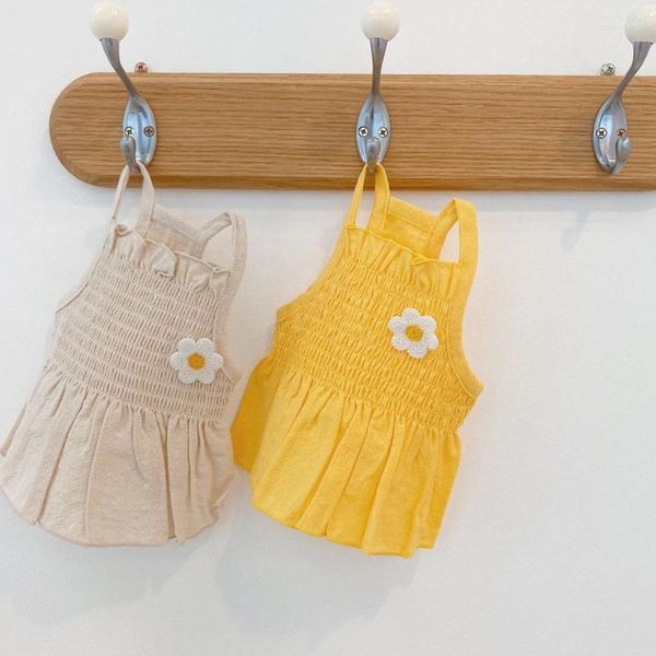 Ropa para perros 2022 Vestido de margarita de verano Ropa para mascotas Dulces tirantes Vestidos Falda de gato A-Line Chaleco Ropa Amarillo Chicas Niños Teddy