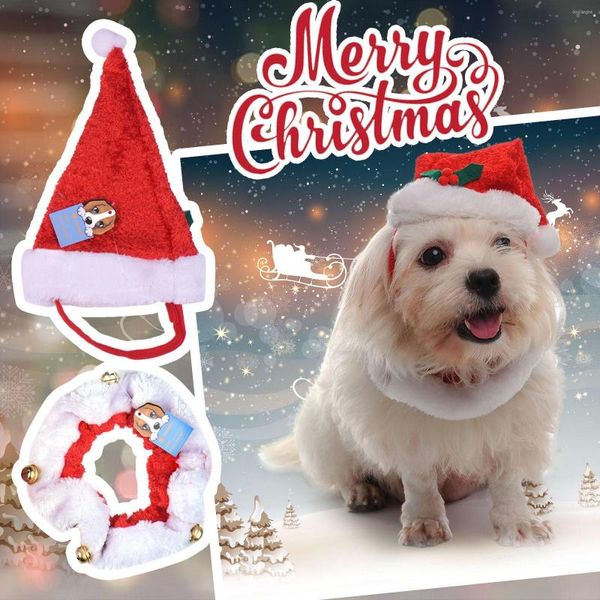 Appareils pour chiens 2023 Christmas Pet Cap Bandana Scarf Bibs Santa Claus Cost Cosplay Costume Tenue pour petits chats à chiens moyens Headgear