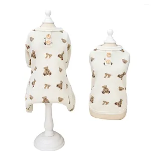 Chien vêtements 2023 vêtements gaufre pyjamas pour chiens ours en peluche imprimé pyjamas hiver ensemble Shih Tzu pull chiot combinaisons
