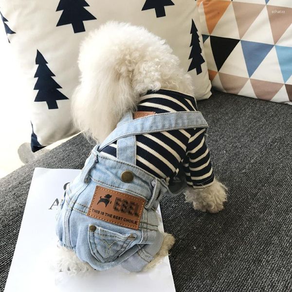 Abbigliamento per cani 2023 Salopette per animali domestici in denim Primavera Estate Gilet per cuccioli Vestiti da cowboy Giacca per costume da orsacchiotto