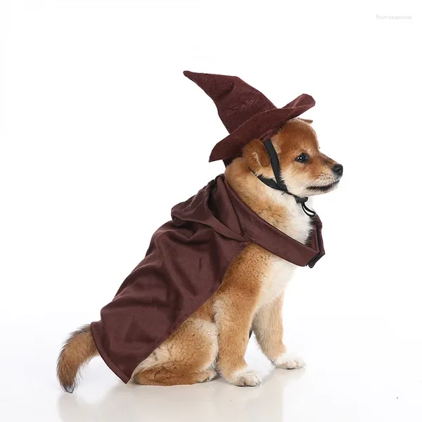 Ropa para perros 2023 Ropa de Halloween para mascotas Asistente divertido Bruja Cachorro Vestido con sombrero Festival Capa para pequeño gato mediano