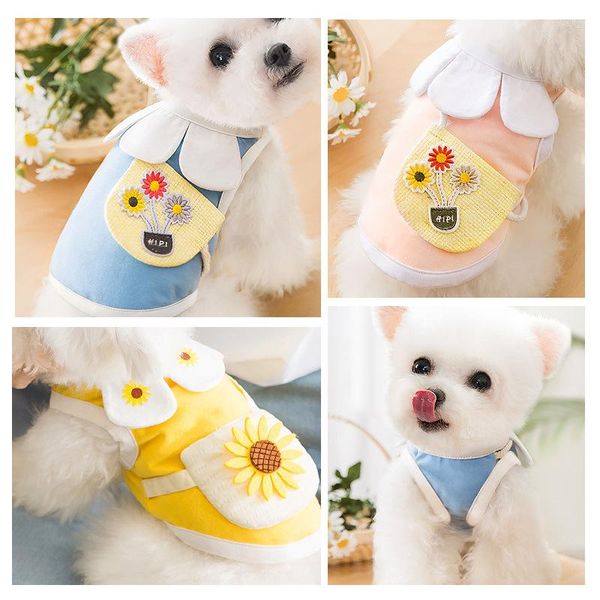 Vêtements pour chiens 2023 printemps et été mince chiot gilet T-shirt à deux pattes collier de pétale cartable sac chat vêtements pour animaux de compagnie