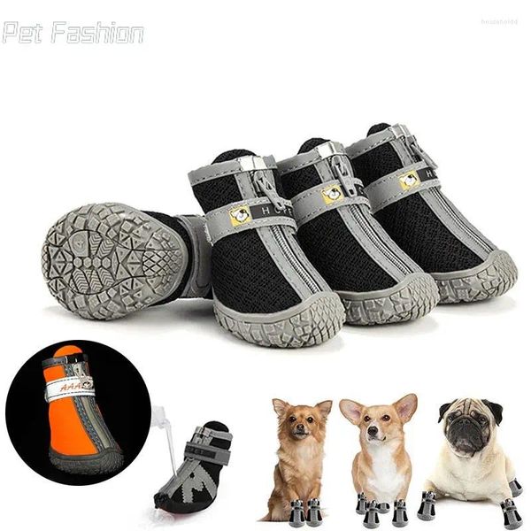 Vêtements de chien 2024 4pcs / Set Chaussures imperméables pour animaux de compagnie Antidérapant Chiot Pluie Chihuahua Botte de marche Respirant Chaussettes de chat Accessoires de patte