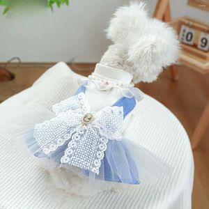 Vêtements pour chiens et chats, fabricant de vêtements pour chats, vente en gros, jupe de beauté princesse mignonne en dentelle perlée pour petits chiens et chiots, 2024