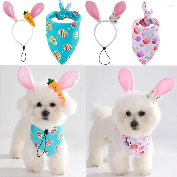 Appareils pour chiens 2024 Pâques Pet Scarf Hoop Cerceau imprimé Eaute de bouche Décorations Oreilles