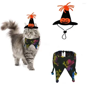 Hondenkleding 2024 Pet Accessories Halloween Kostuumfeest Kleedkraagmuts Set voor katten en honden