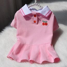 Vêtements de chien 2024 Robes d'été de printemps pour petits chiens Vêtements de chiot Mignon Polo Étudiant Chat Jupe Robe Princesse Vêtements Robe Perro