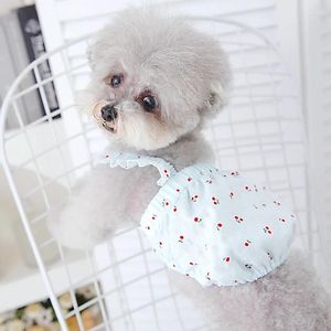Hondenkleding 2024 Zomer huisdierkleding Leuke kersenprint puppy Sling Vest voor kleine medium pure katoenen dunne kleding Chihuahua