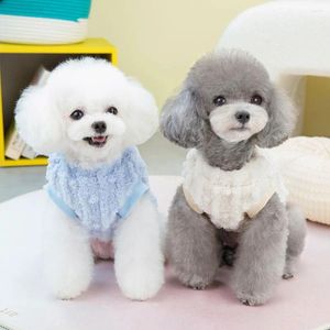 Hondenkleding 2024 Winter Warme fleecekleding voor huisdieren Kattenjas Leuke effen kleur sweatshirt voor kleine middelgrote honden Teddy Bichon-trui