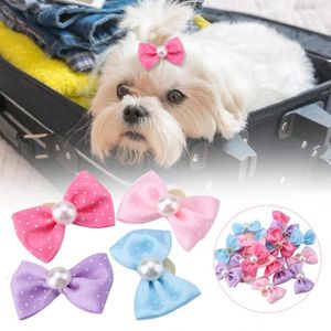 Vêtements pour chiens 20 pièces pinces à cheveux pour animaux de compagnie papillon Barrette chiens arcs élastique chat chiot bandeau accessoires de toilettage