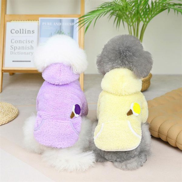 Vêtements pour chiens 22 automne et hiver crème glacée à capuche tricolore polaire à deux pattes petit chat vêtements pour animaux de compagnie en gros