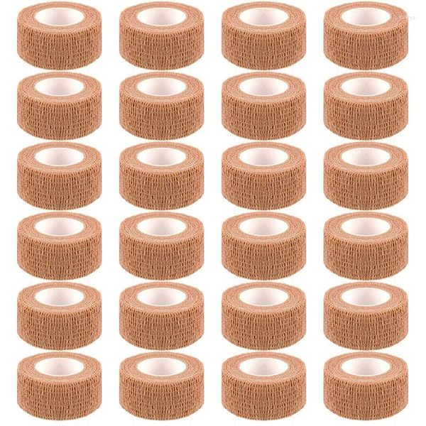 Vêtements pour chiens 24 rouleaux Beige élastique auto-adhésif bandage 2,5 cm teint sport pour les blessures et le traitement des animaux de compagnie