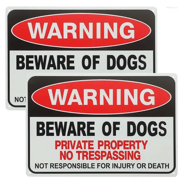 Appareils pour chiens 2pcs Méfiez-vous du panneau drôle d'ornement de mise en flèche en fer extérieur en plein air pour jardin à domicile