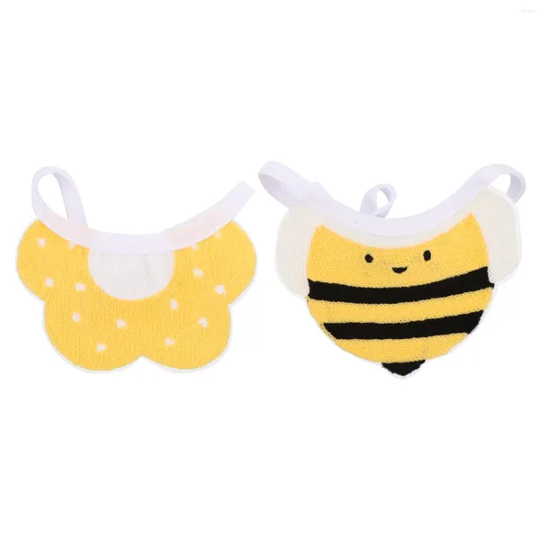 Vêtements de chien 2pcs collier abeille et fleur de serviette de salive bandana bib de compagnie ajusté