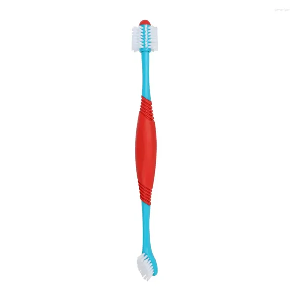 Vêtements pour chiens 2pcs brosse à dents à double tête nettoyage pour animaux de compagnie chiot à poils doux