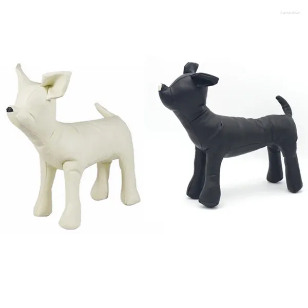 Vêtements pour chiens 2pcs Mannequins en cuir Position debout Modèles Jouets Pet Animal Shop Mannequin d'affichage S - Blanc Noir