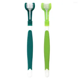 Vêtements pour chiens 2pcs Brosses à dents à triple tête pour animaux de compagnie Soins doux des dents