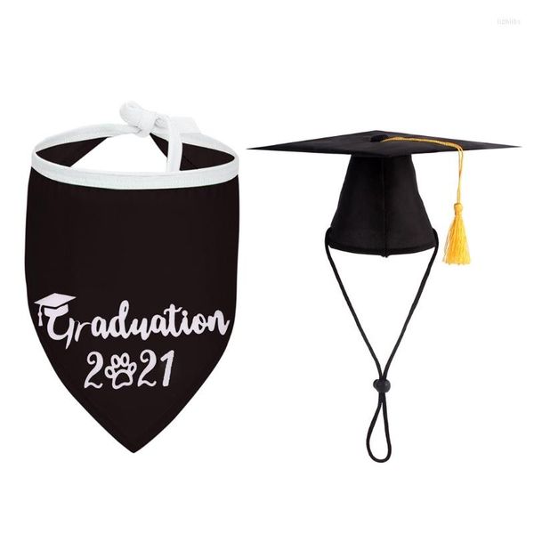 Vêtements pour chiens 2 pièces/ensemble casquette de Graduation pour animaux de compagnie chapeaux avec pour TRIANGLE écharpe accessoire Grad Costume chiens chats Po accessoires 2023