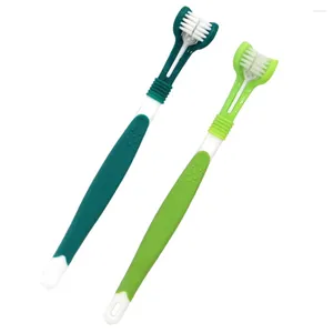 Ropa para perros 2 piezas de gato triple y mango de dientes Pasta de dientes para perros gatos la mayoría de las mascotas (verde oscuro)