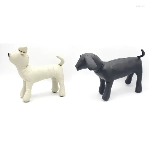 Ropa para perros 2x maniquíes de cuero modelos de posición de pie juguetes taller de animales de mascota Mannequin negro s m